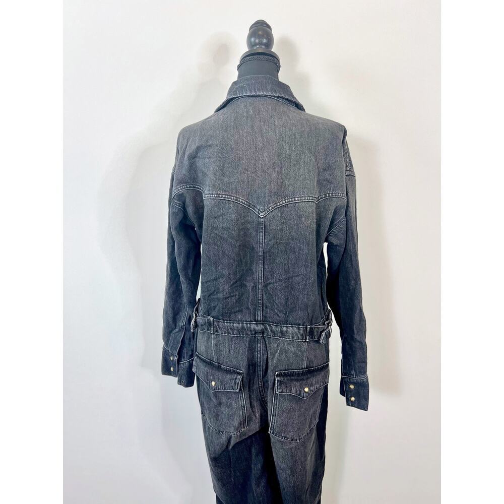 We The Free Free People Maris Denim Coverall in Blue Small Snap Front Pockets - Picture 5 of 6